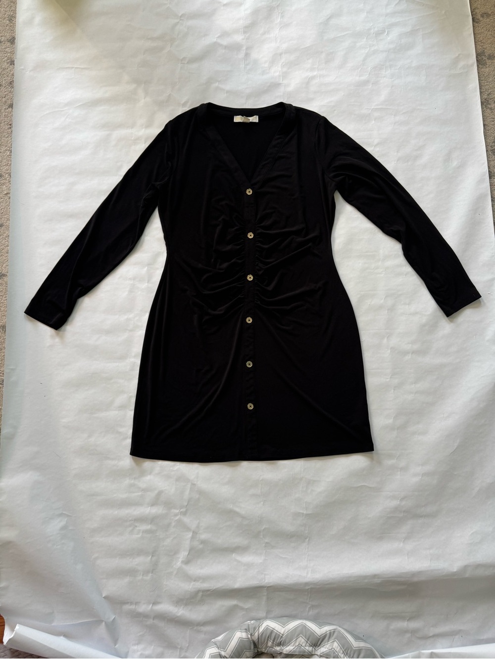 MICHAEL Michael Kors Black Long-Sleeve V-Neck Button-Front Dress